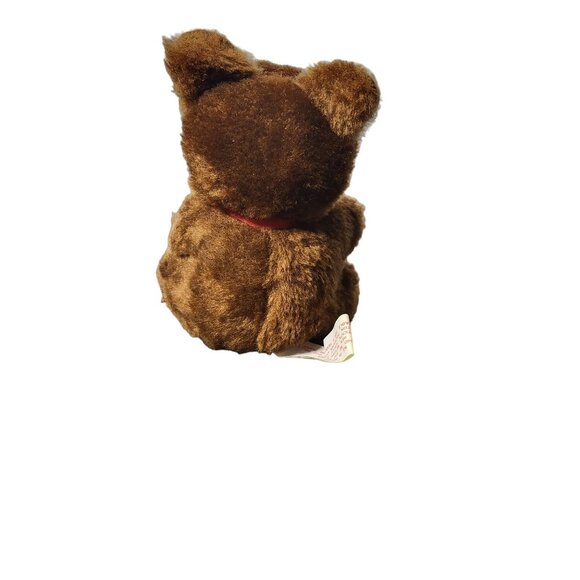Vintage Oriental Trading Co Brown Teddy Bear Plush with Red Bow  Vtg Toy Plushie - Picture 2 of 7